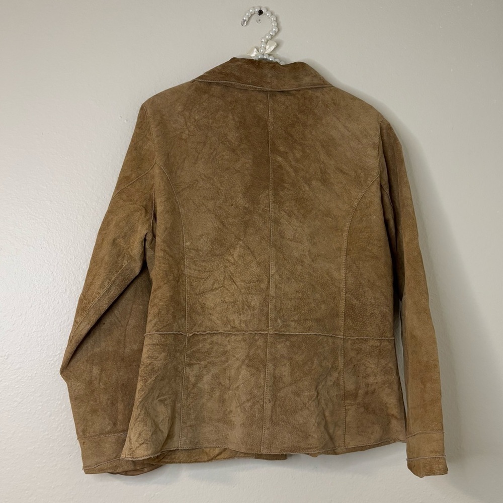 Brandon Thomas Women Brown Genuine Leather Suede Collar Jacket - Picture 11 of 11